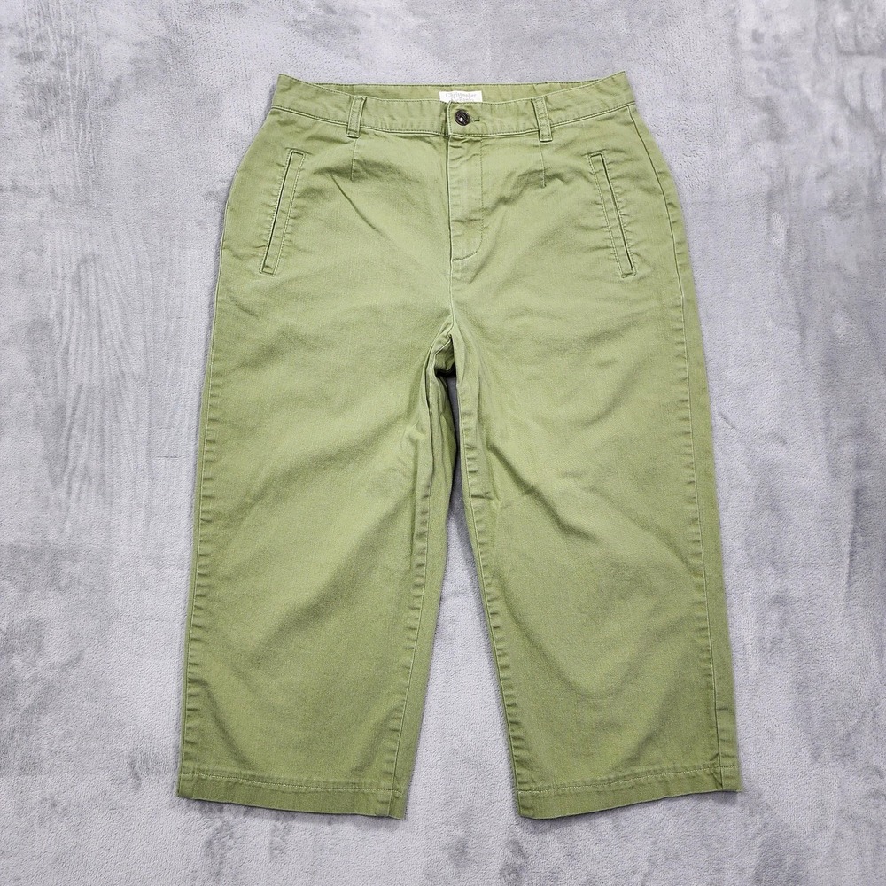 Christopher & Banks Pants Womens 10 SHORT Green High Rise Capri Stretch Casual